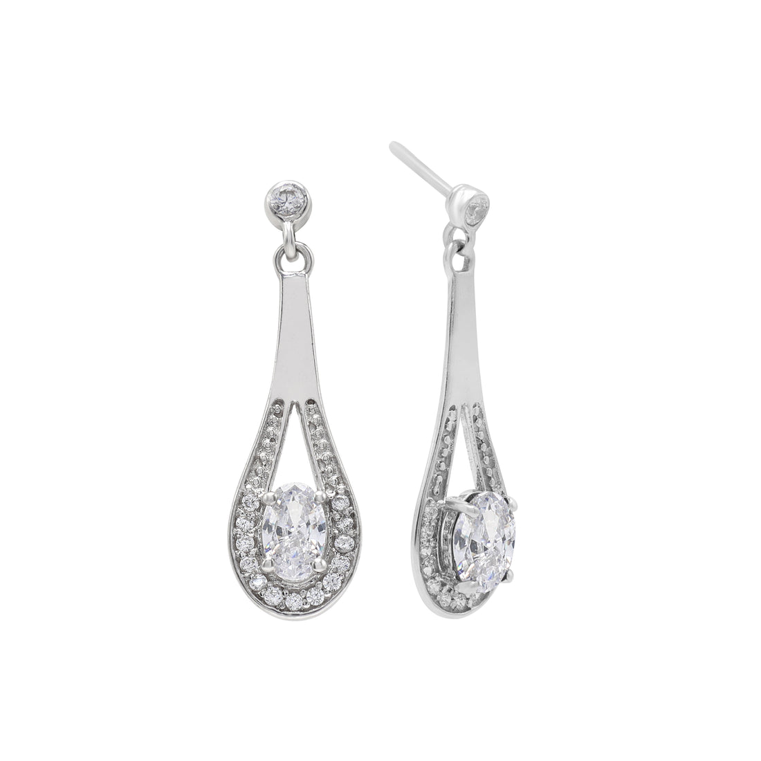 925 Silver Cubic Zirconia Earrings | White Gold Plated | Timeless Sparkle