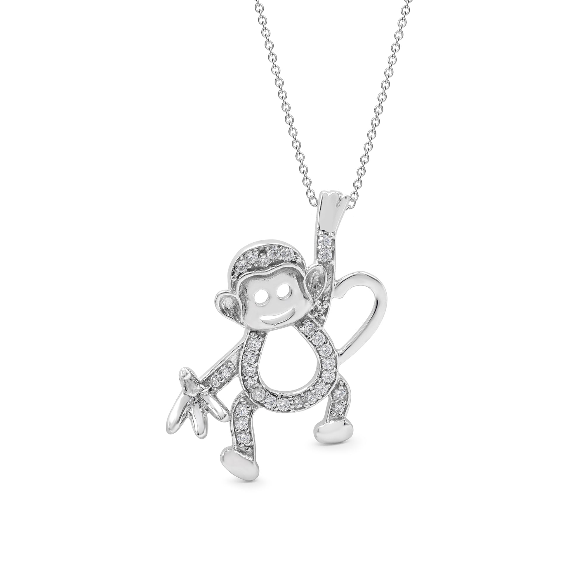 925 Silver Cubic Zirconia Monkey Pendant
