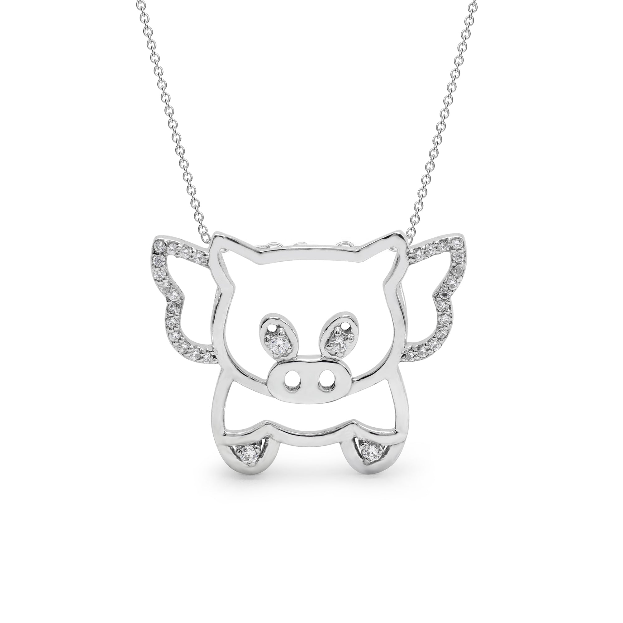 925 Silver Cubic Zirconia Piglet Pendant