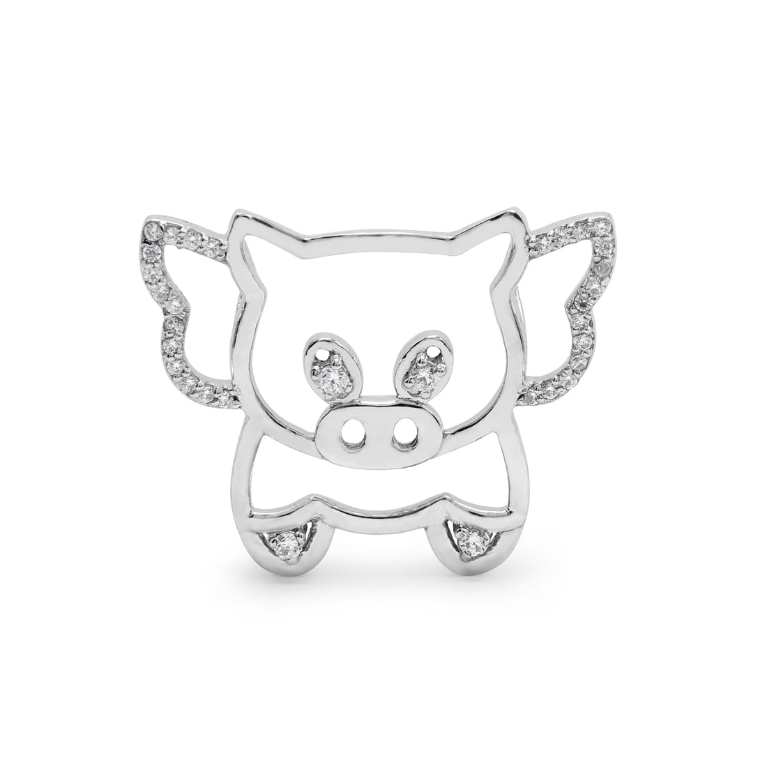 925 Silver Cubic Zirconia Piglet Pendant
