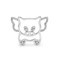 925 Silver Cubic Zirconia Piglet Pendant Front View