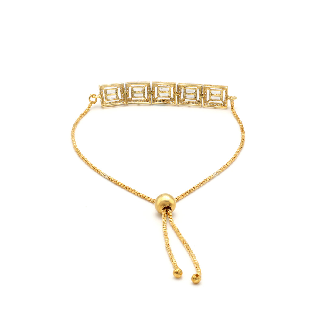 925 Silver Cubic Zirconias Bracelet Yellow Gold Plated