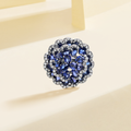 925 Silver Cubic Zirconias & Lab-Grown Blue Stone Ring Front Angle