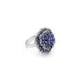 925 Silver Cubic Zirconias & Lab-Grown Blue Stone Ring Side View
