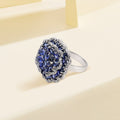 925 Silver Cubic Zirconias & Lab-Grown Blue Stone Ring Side View 2nd Angle