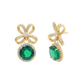 925 Silver Cubic Zirconias & Lab Grown Green Stone Earring