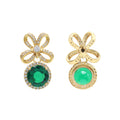 925 Silver Cubic Zirconias & Lab Grown Green Stone Earring Back View