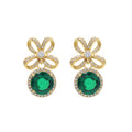 925 Silver Cubic Zirconias & Lab Grown Green Stone Earring Front View