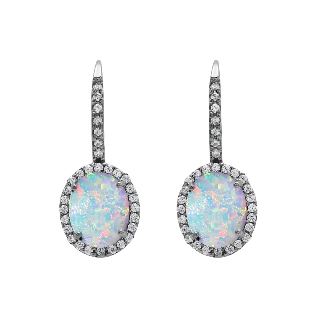925 Silver Cubic Zirconias & Lab Grown Opal Earring