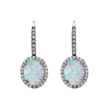 925 Silver Cubic Zirconias & Lab Grown Opal Earring