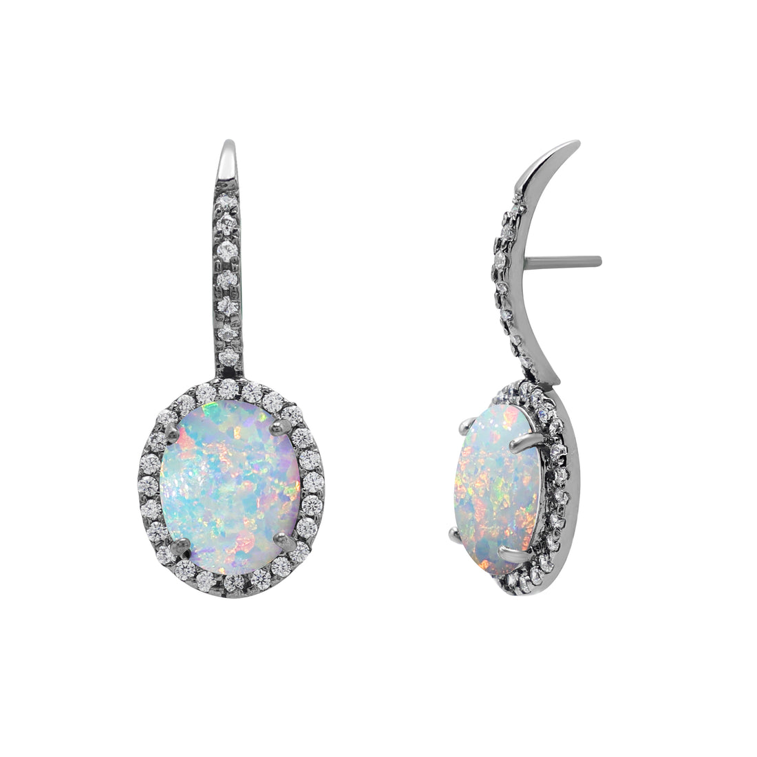 925 Silver Cubic Zirconias & Lab Grown Opal Earring