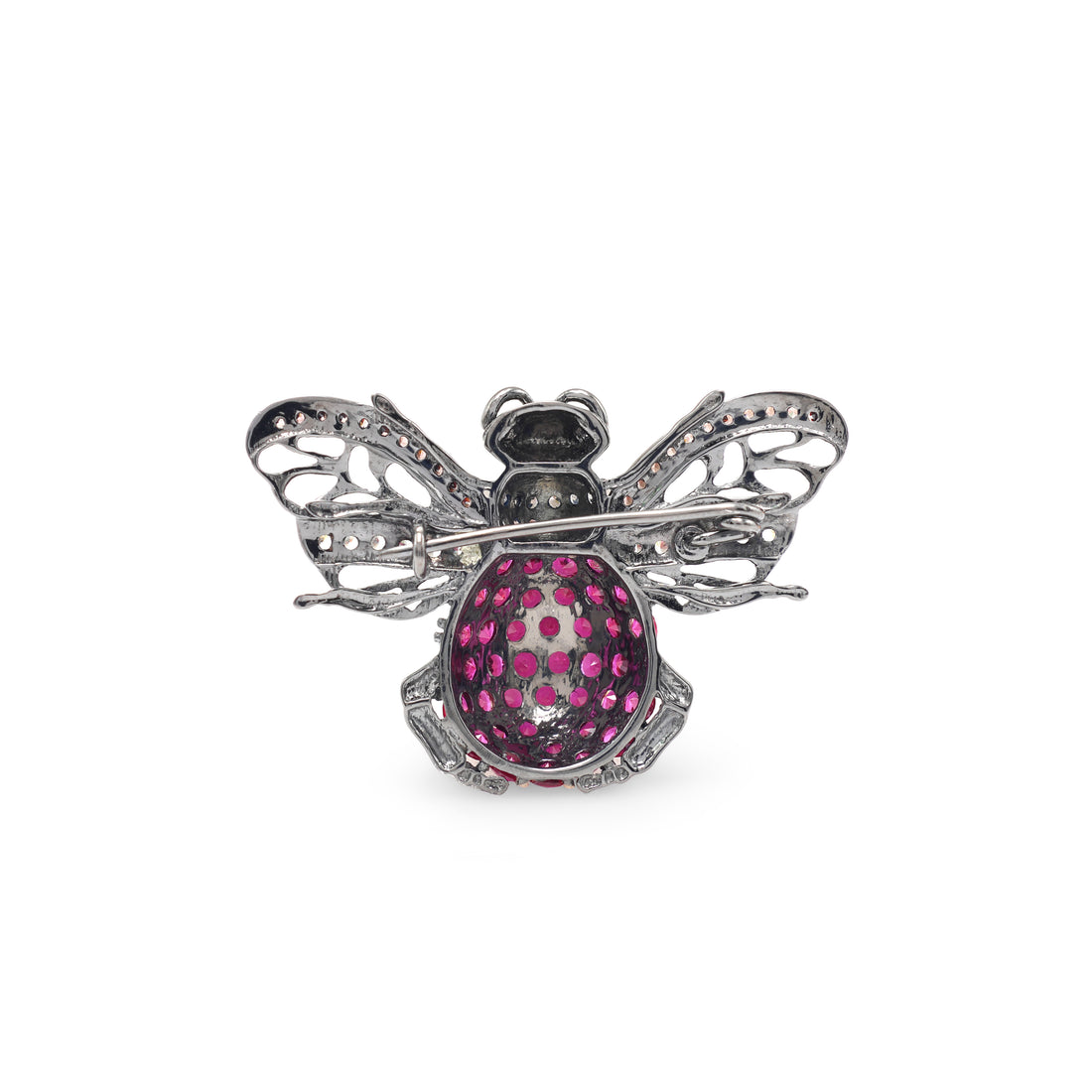 925 Silver Cubic Zirconias & Lab Grown Pink & Brown Stones Brooch