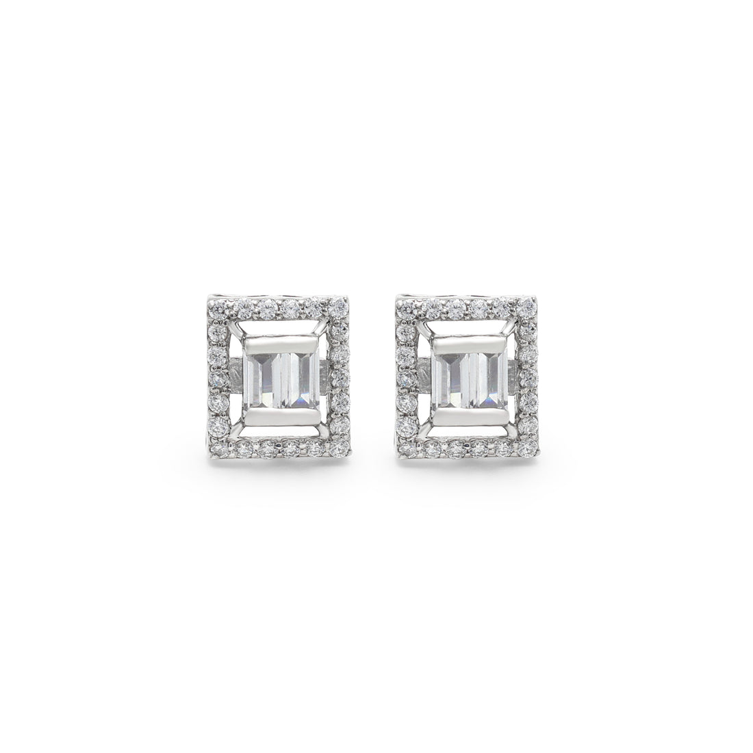 925 Silver Cubic Zirconias Stud Earring