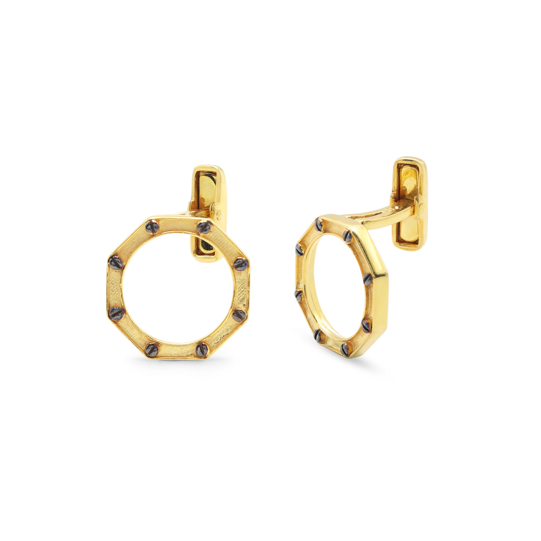 925 Silver Cufflinks Yellow Gold Plated Octaform
