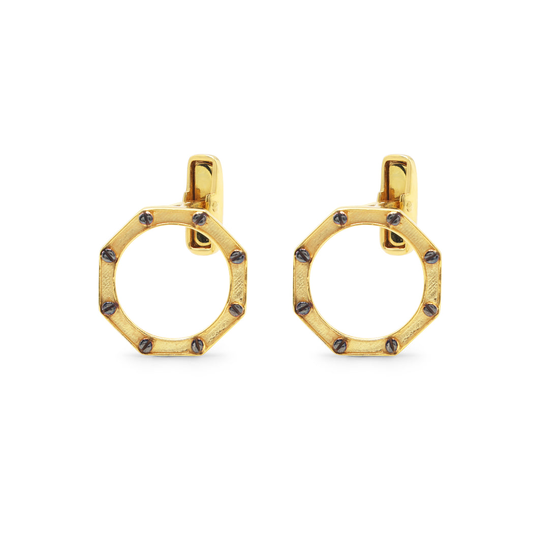 925 Silver Cufflinks Yellow Gold Plated Octaform