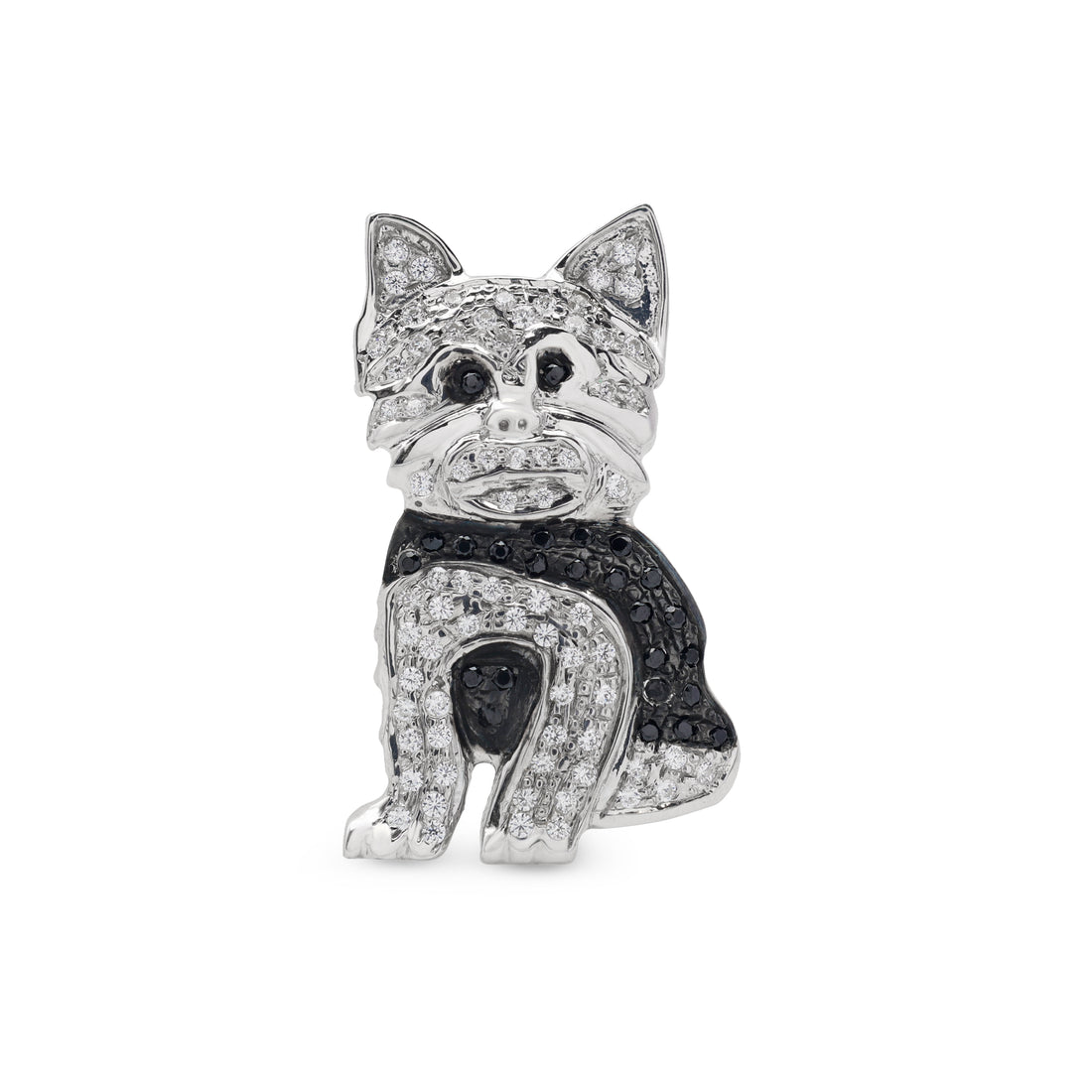 925 Silver Dog Brooch | Cubic Zirconia & Black Spinel Stones