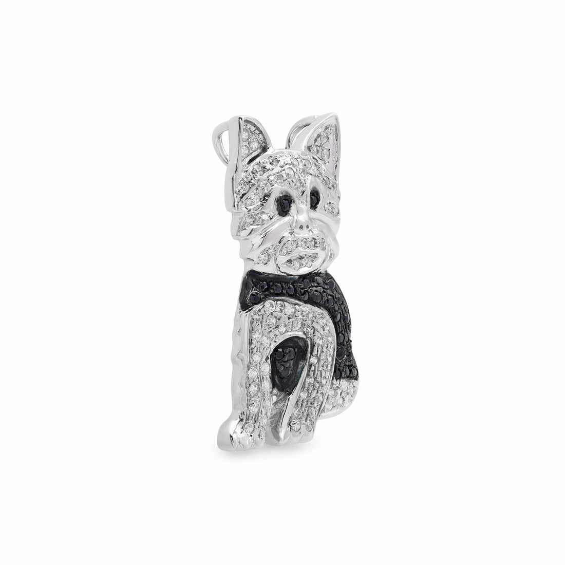 925 Silver Dog Brooch | Cubic Zirconia & Black Spinel Stones