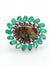 925 Silver Fire Agate & Emerald Gemstone Ring