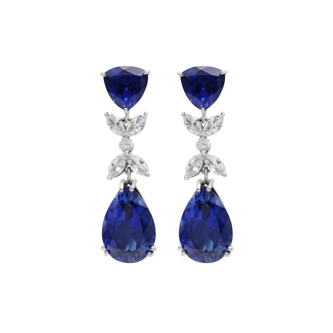 925 Silver Lab-Grown Blue Stone Earrings