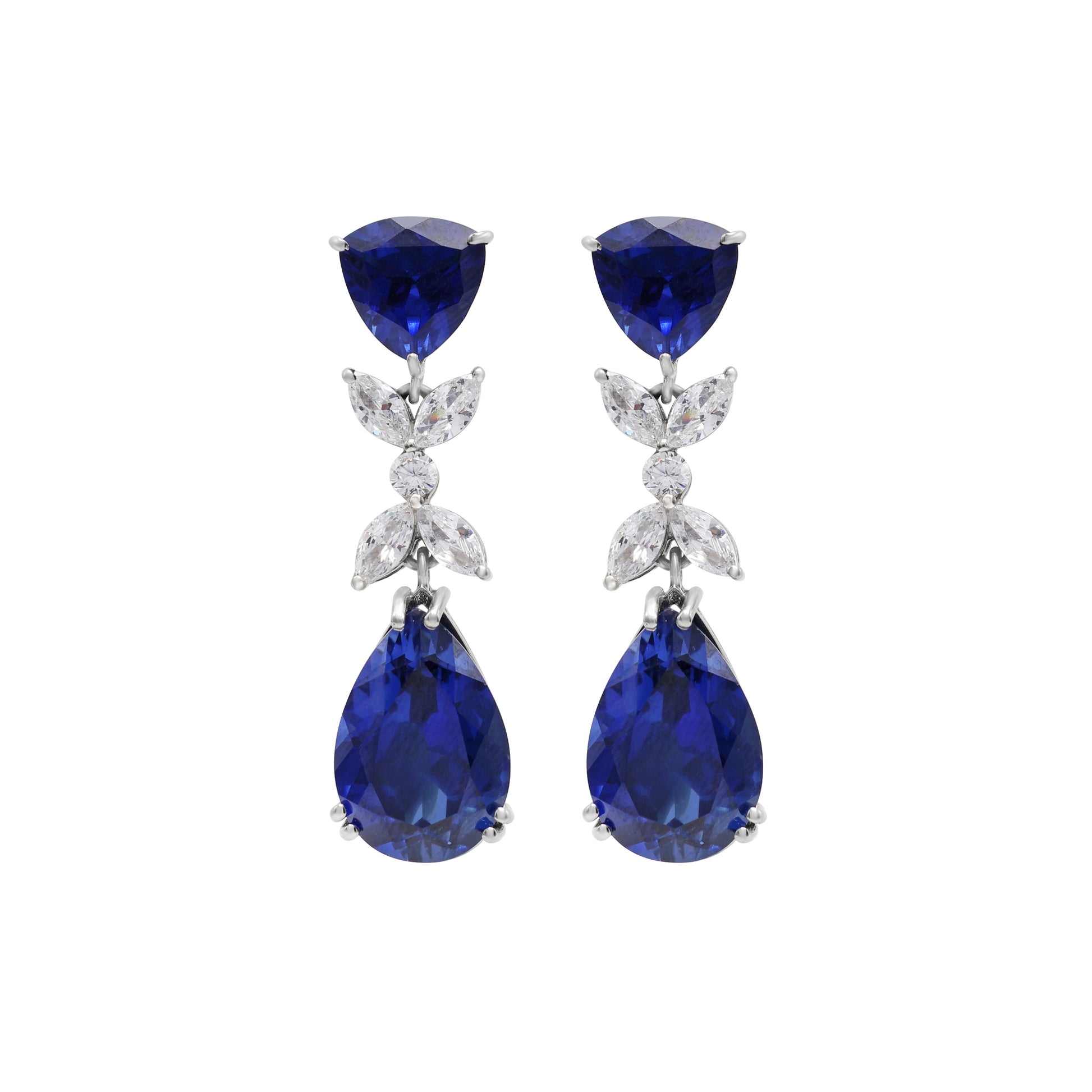 925 Silver Lab-Grown Blue Stone Earrings
