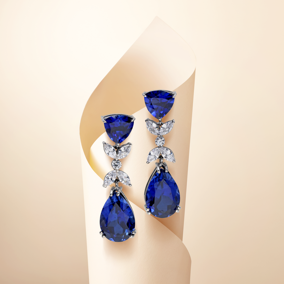 925 Silver Lab-Grown Blue Stone Earrings