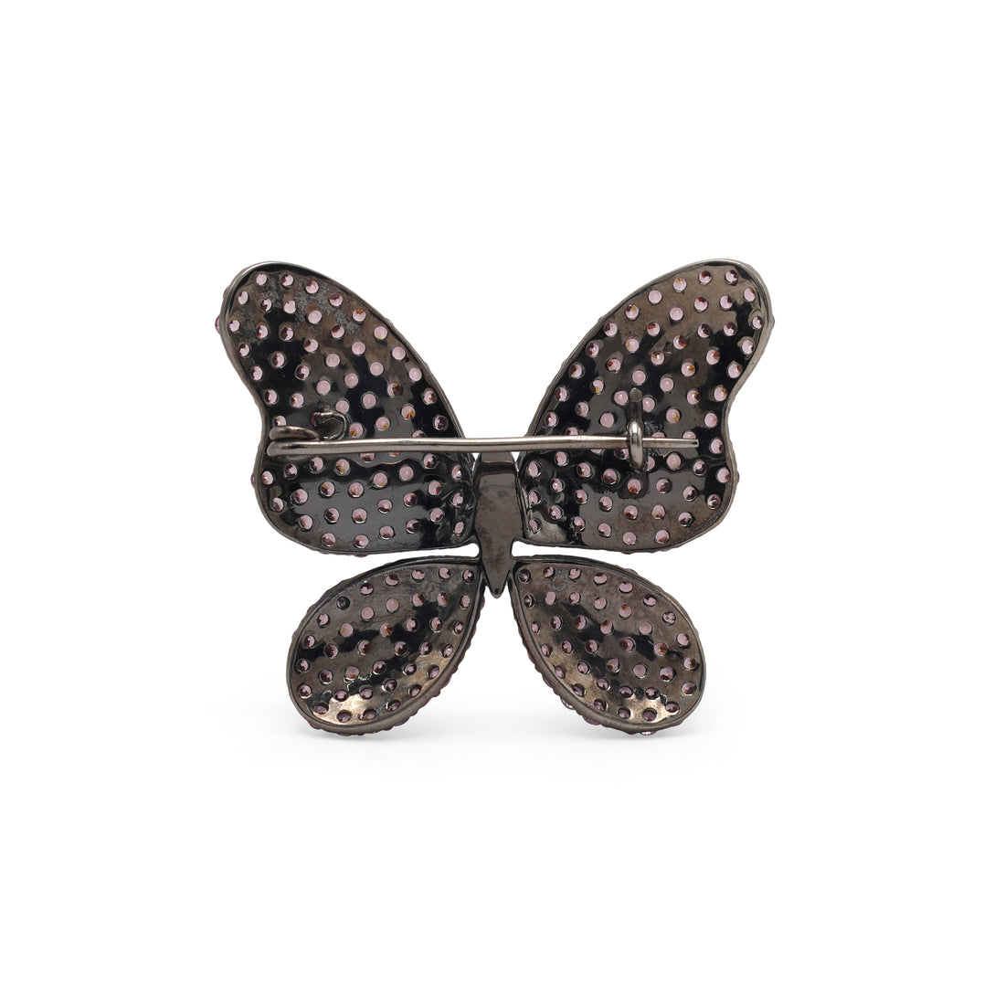 925 Silver Lab-Grown Butterfly Pink Stone Brooch