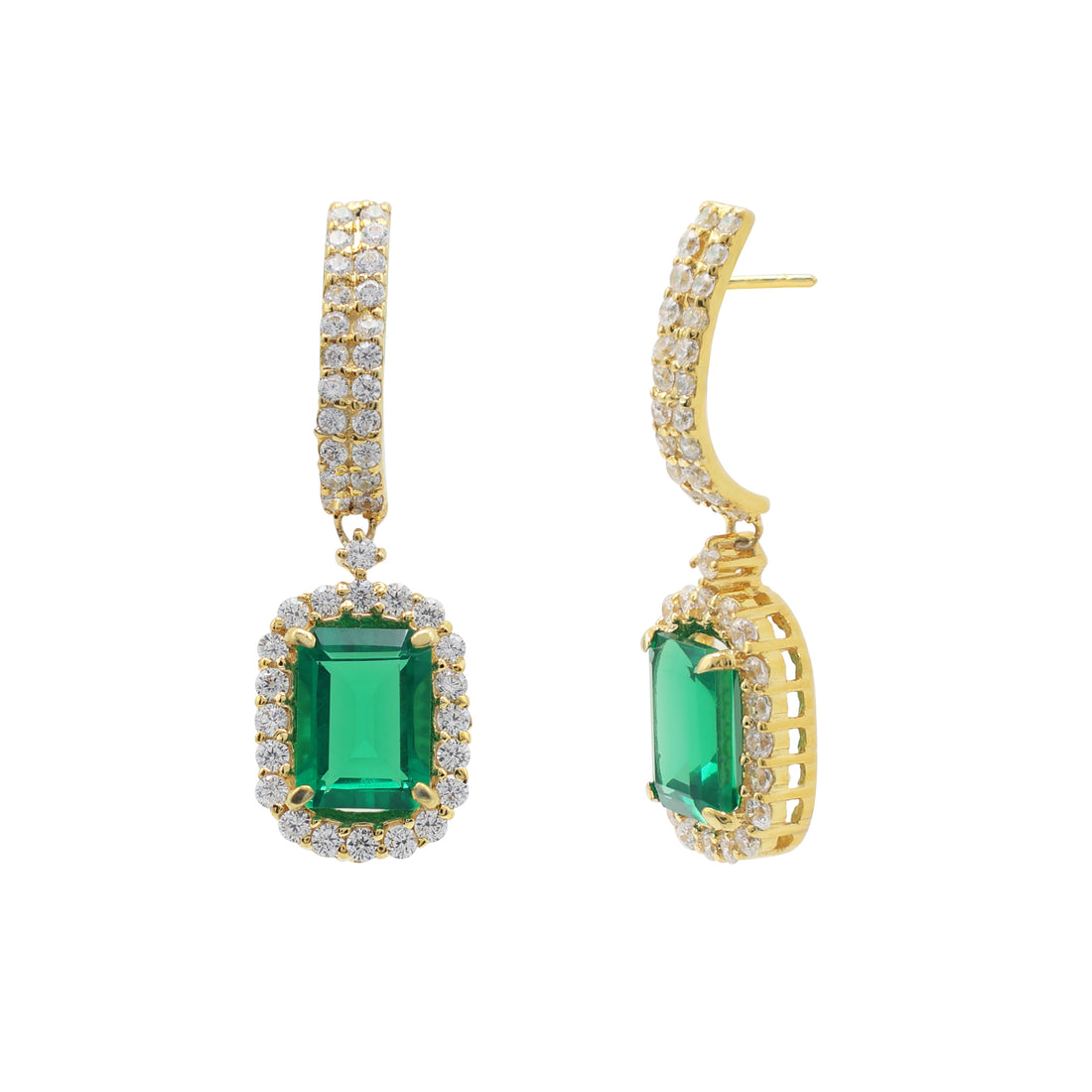 925 Silver Lab-Grown Green Stone Earrings