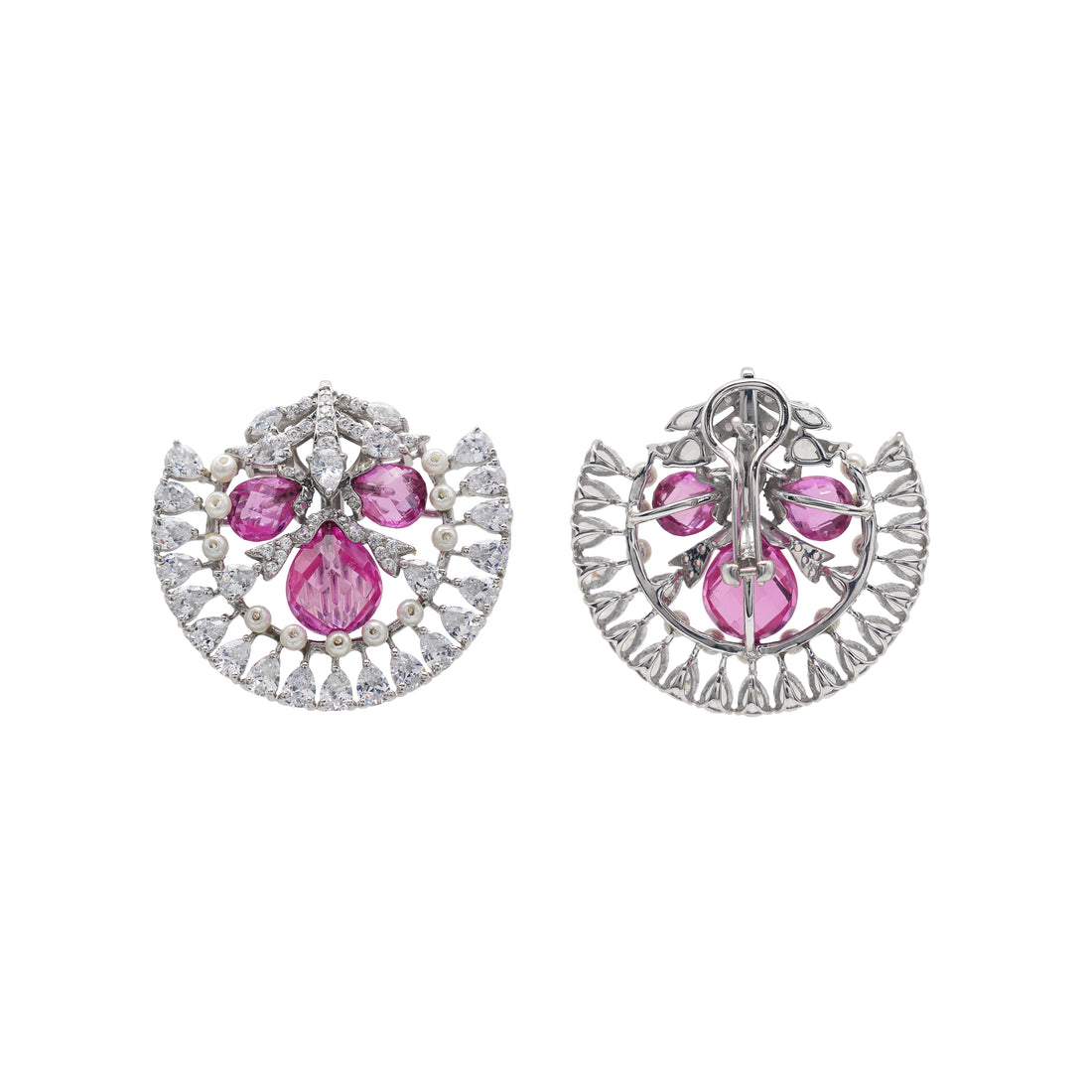 925 Silver Lab-Grown Pink Stone Earrings