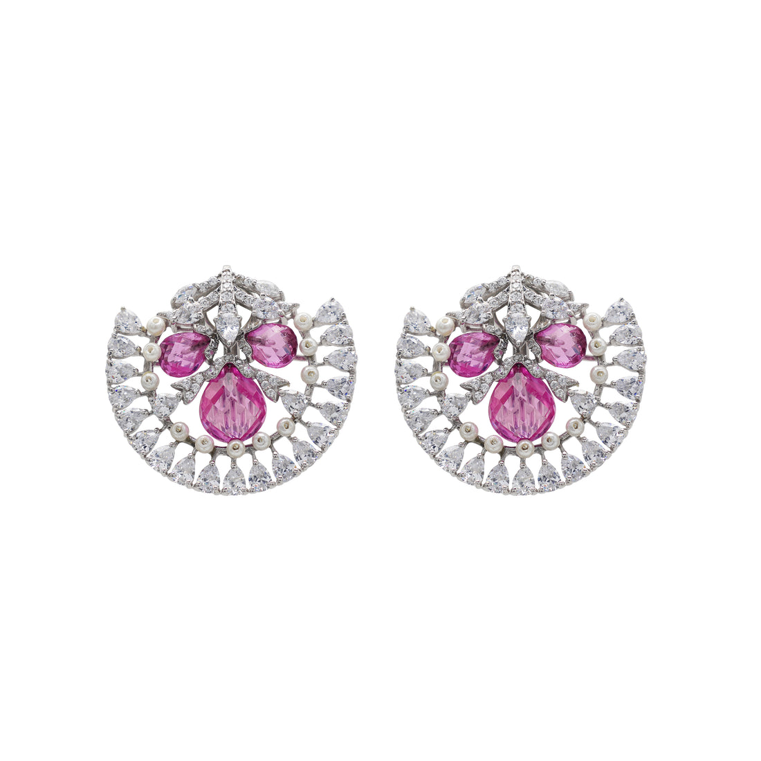 925 Silver Lab-Grown Pink Stone Earrings