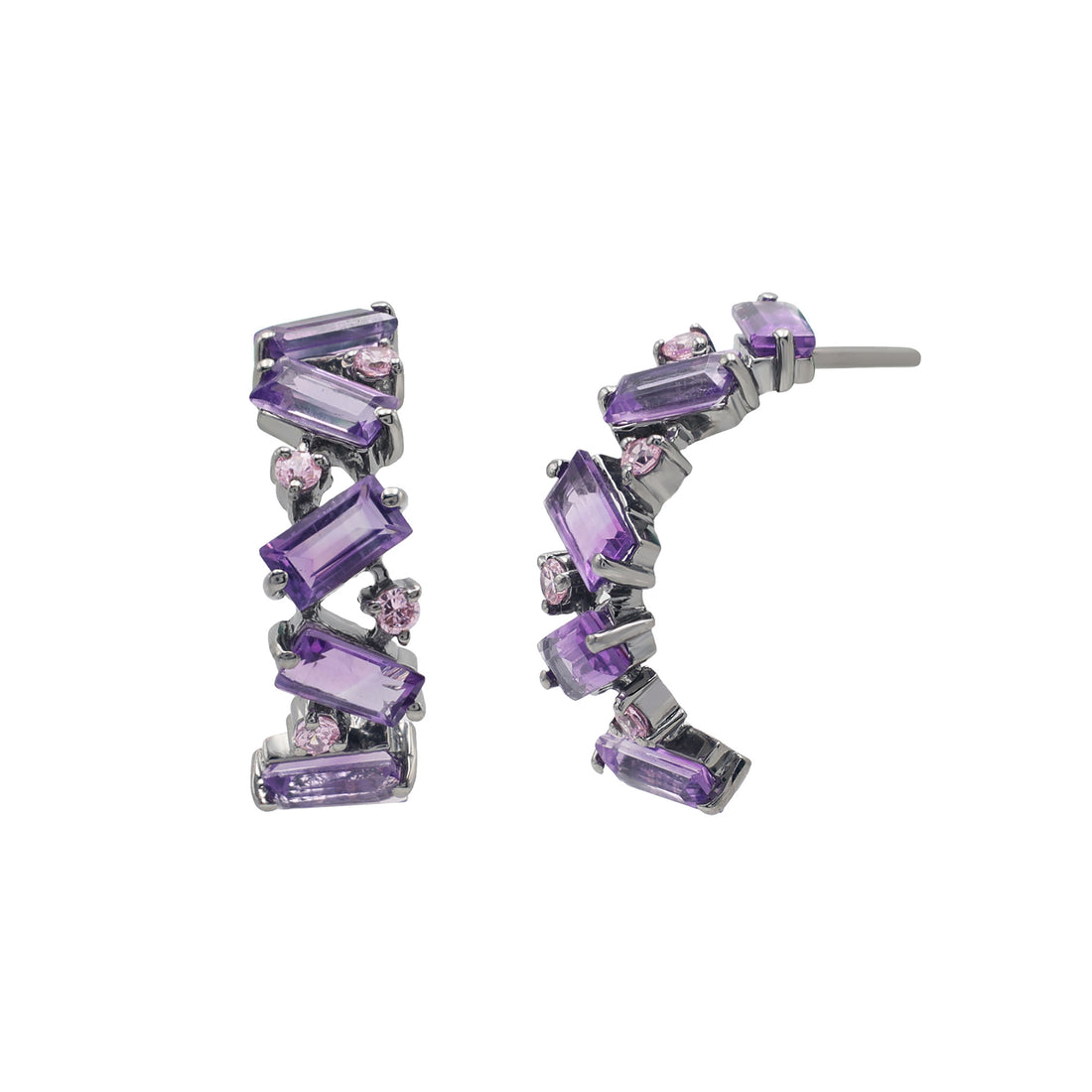 925 Silver Lab-Grown Pink Stone Lilac Delight Earrings