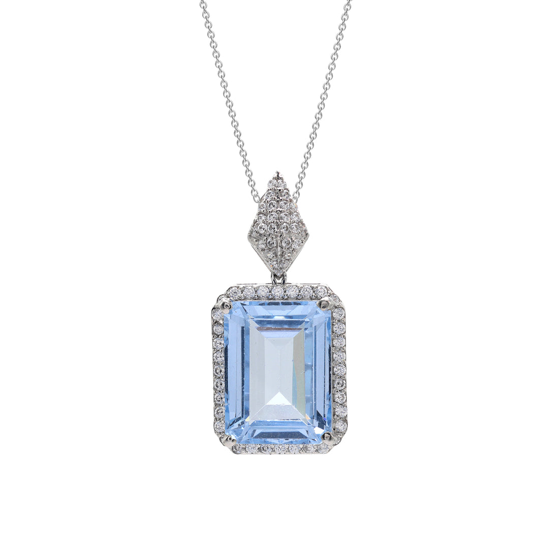 925 Silver Lab Grown Aqua Blue Stone Pendant