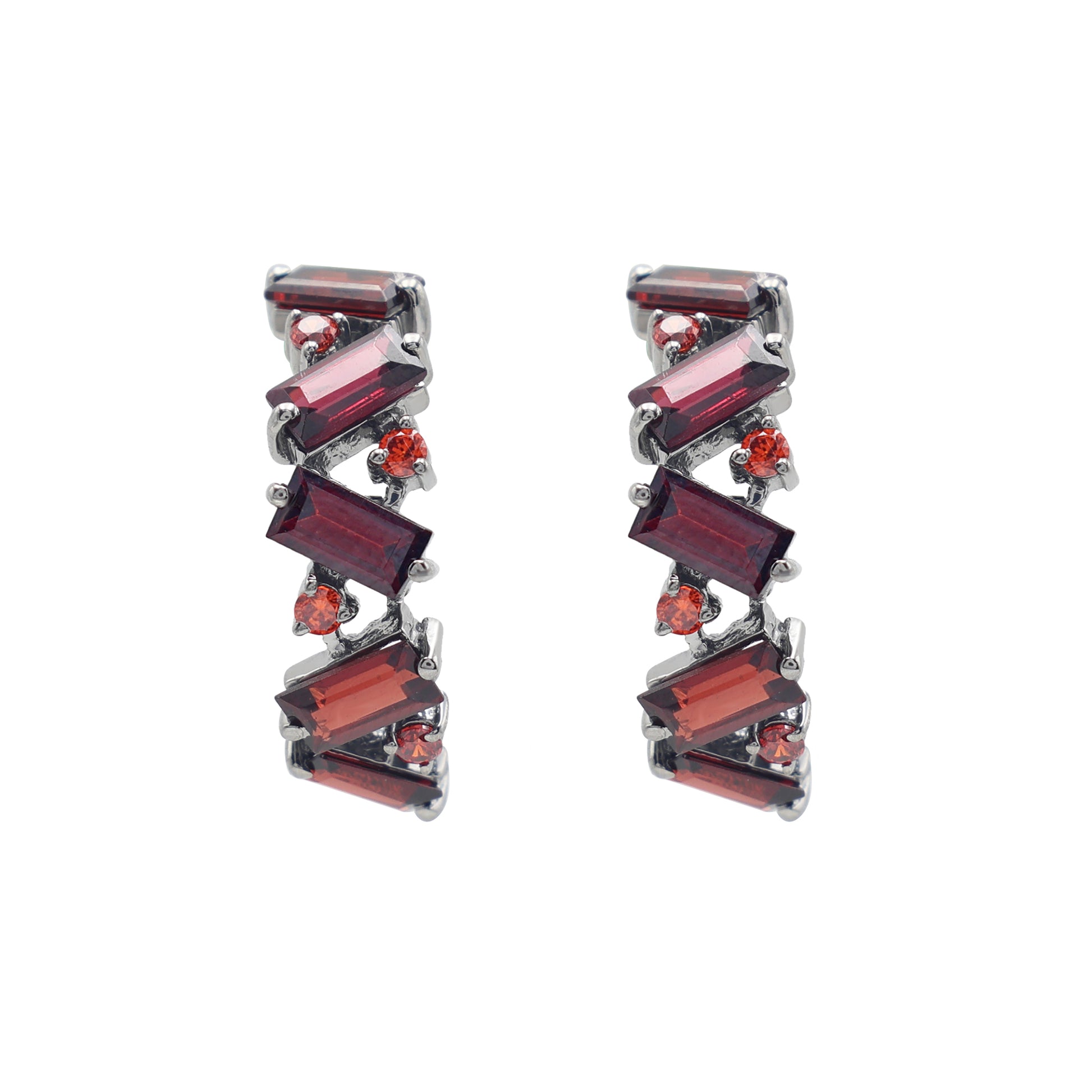 925 Silver Lab Grown Orange Stone Earring