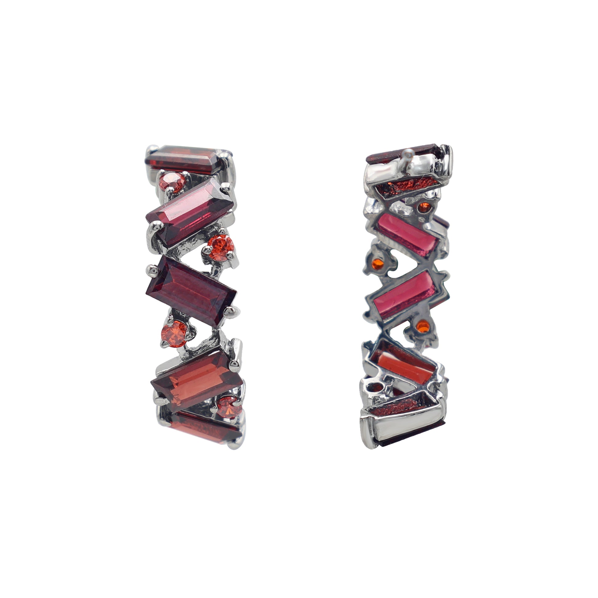 925 Silver Lab Grown Orange Stone Earring Front View