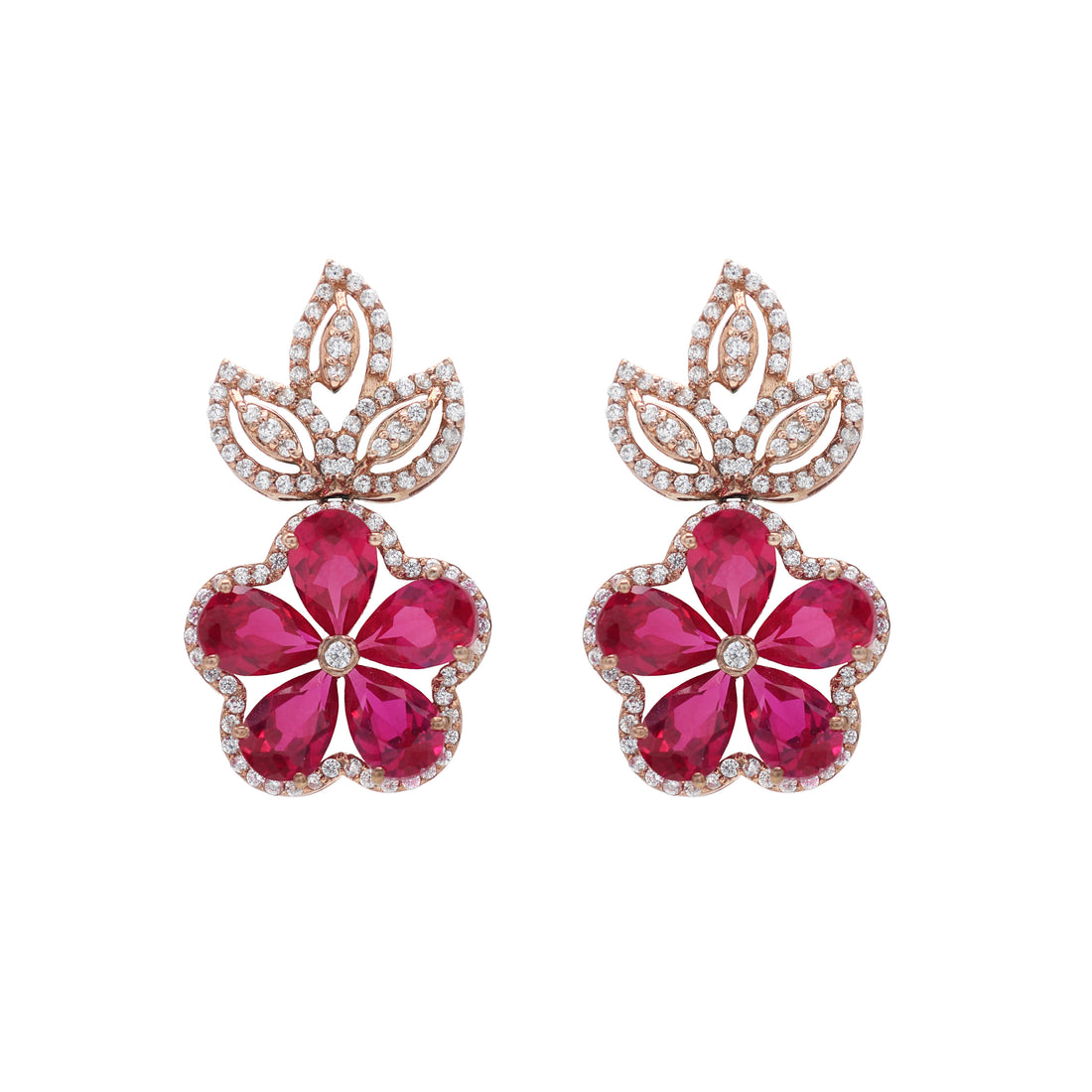 925 Silver Lab Grown Pink Stone Earrings