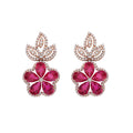 925 Silver Lab Grown Pink Stone Earrings Front View