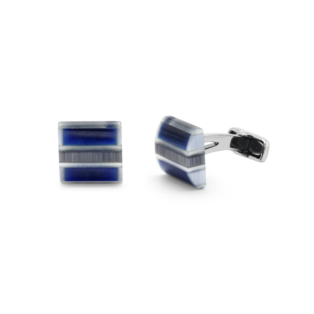 925 Silver Lapis & Crystal Cufflinks
