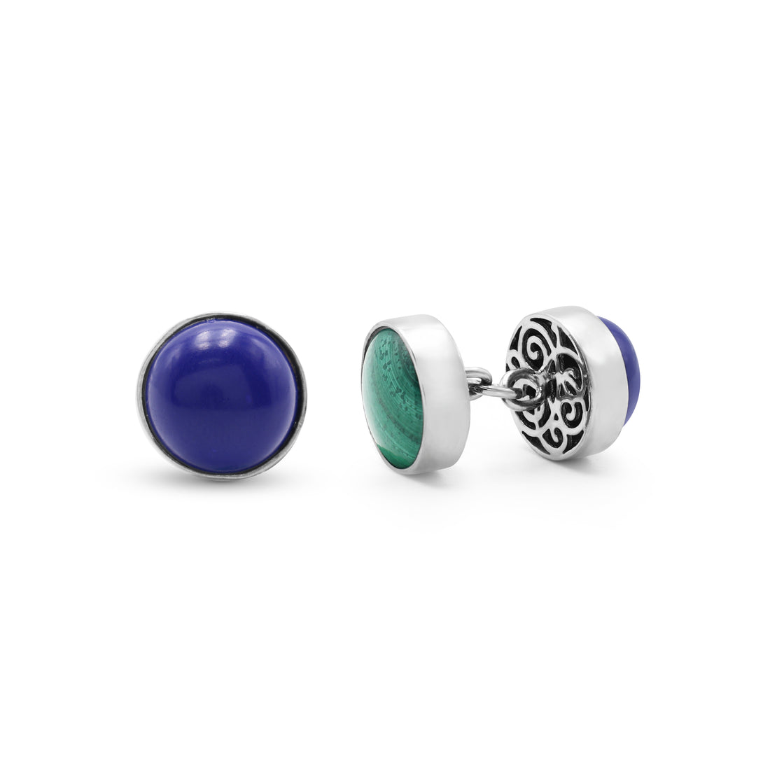 925 Silver Lapis Lazuli & Malachite Cufflinks