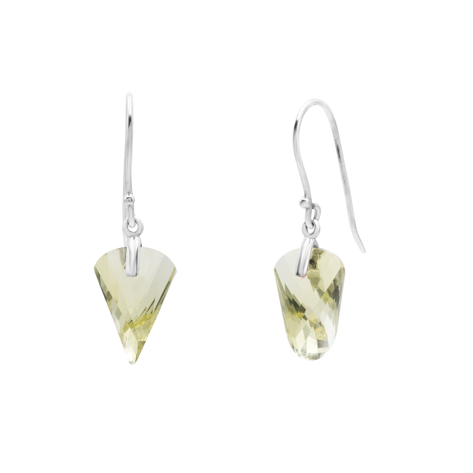 925 Silver Lemon Topaz Hanging Earrings Side View 2