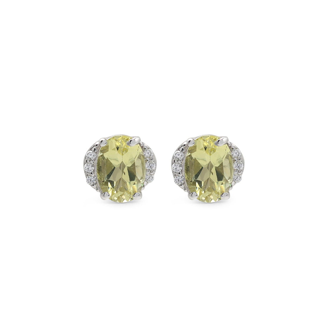 925 Silver Lemon Topaz Stud Earrings | Cubic Zirconia & Lemon Topaz