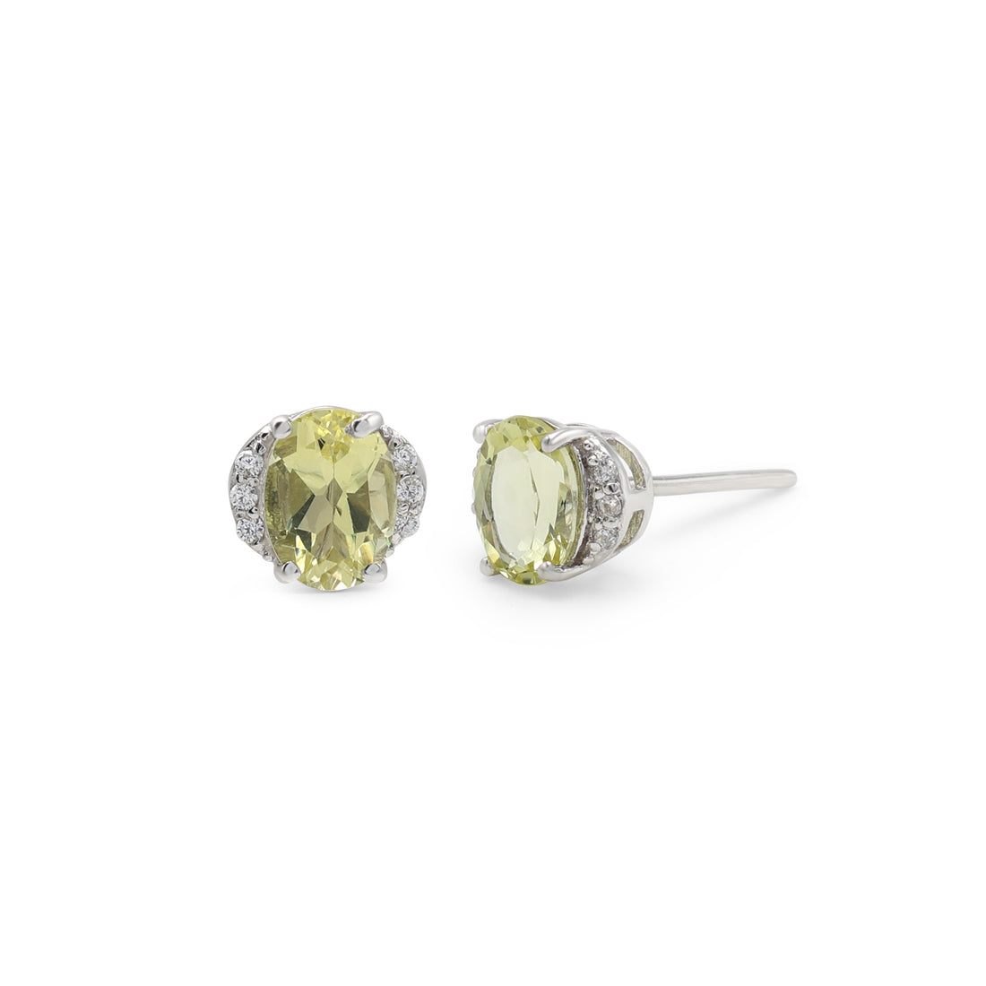 925 Silver Lemon Topaz Stud Earrings | Cubic Zirconia & Lemon Topaz