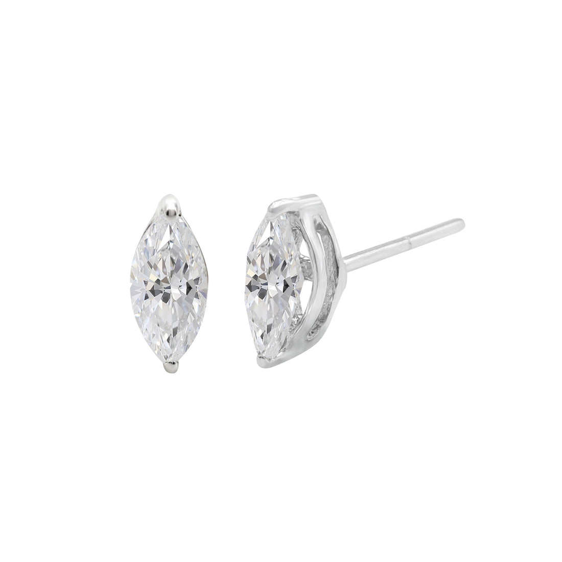 925 Silver Marquise Moissanite Stud Earrings