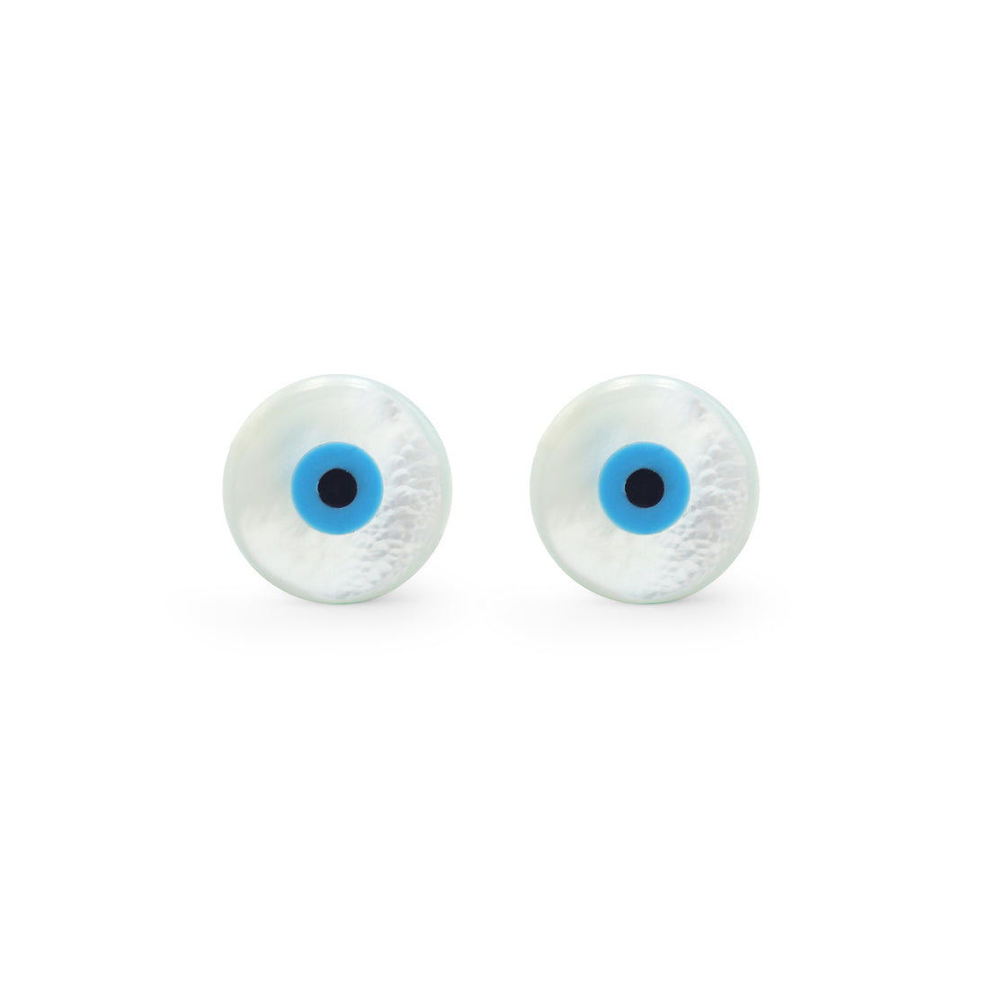 925 Silver Mother of Pearl Evil Eye Cufflinks Side View