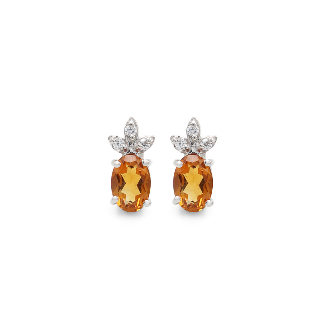 925 Silver Orange Cubic Zirconias & Citrine Studs