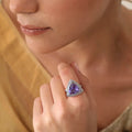 925 Silver Purple Amethyst Ring For Women on Hand View 2