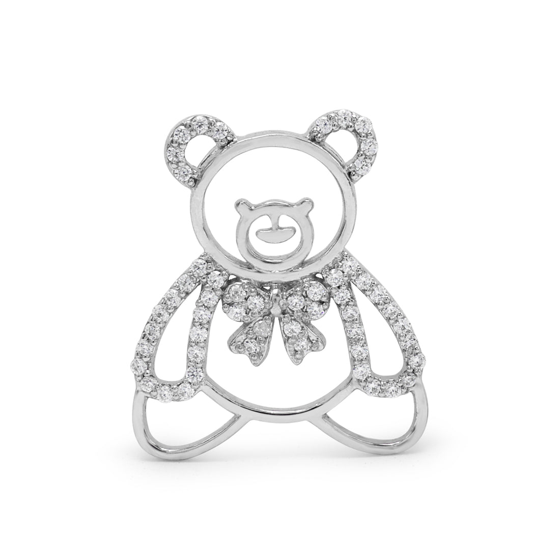 925 Silver Teddy Bear Cubic Zirconias Pendant 