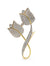 925 Silver Yellow Gold Plated Cubic Zirconia Lotus Brooch