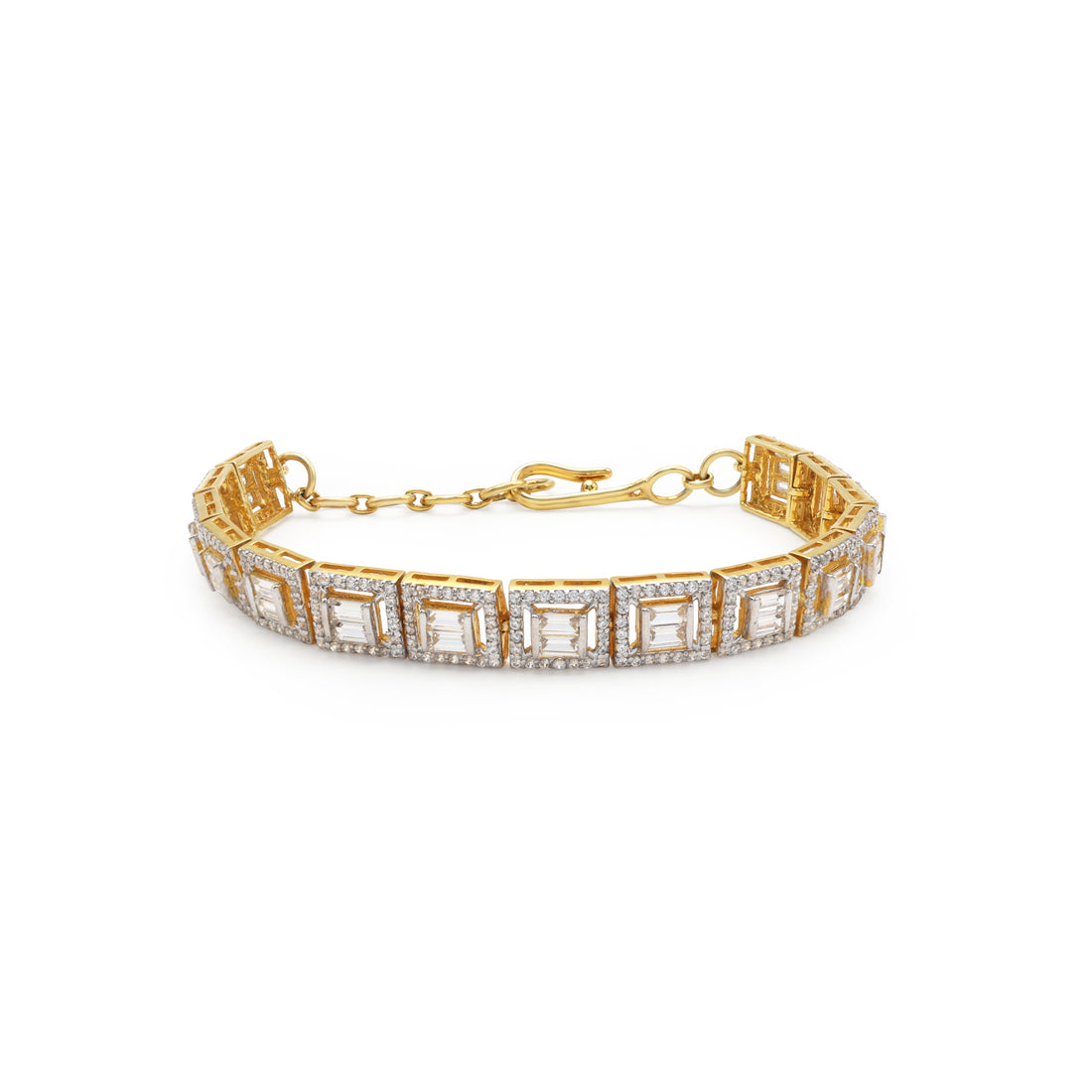 925 Silver Yellow Gold Plated Cubic Zirconias Bracelet