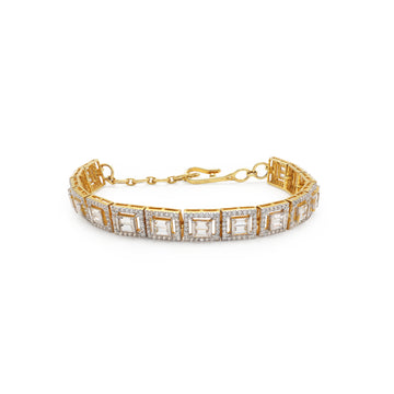 925 Silver Yellow Gold Plated Cubic Zirconias Bracelet