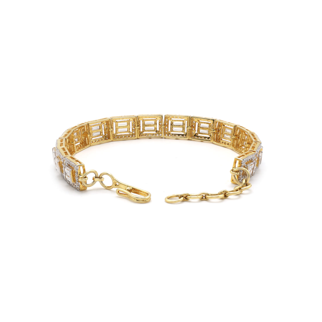 925 Silver Yellow Gold Plated Cubic Zirconias Bracelet