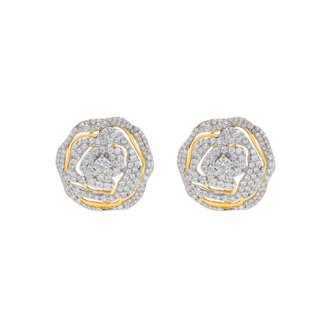 925 Silver Yellow Gold Plated Cubic Zirconias Earring 